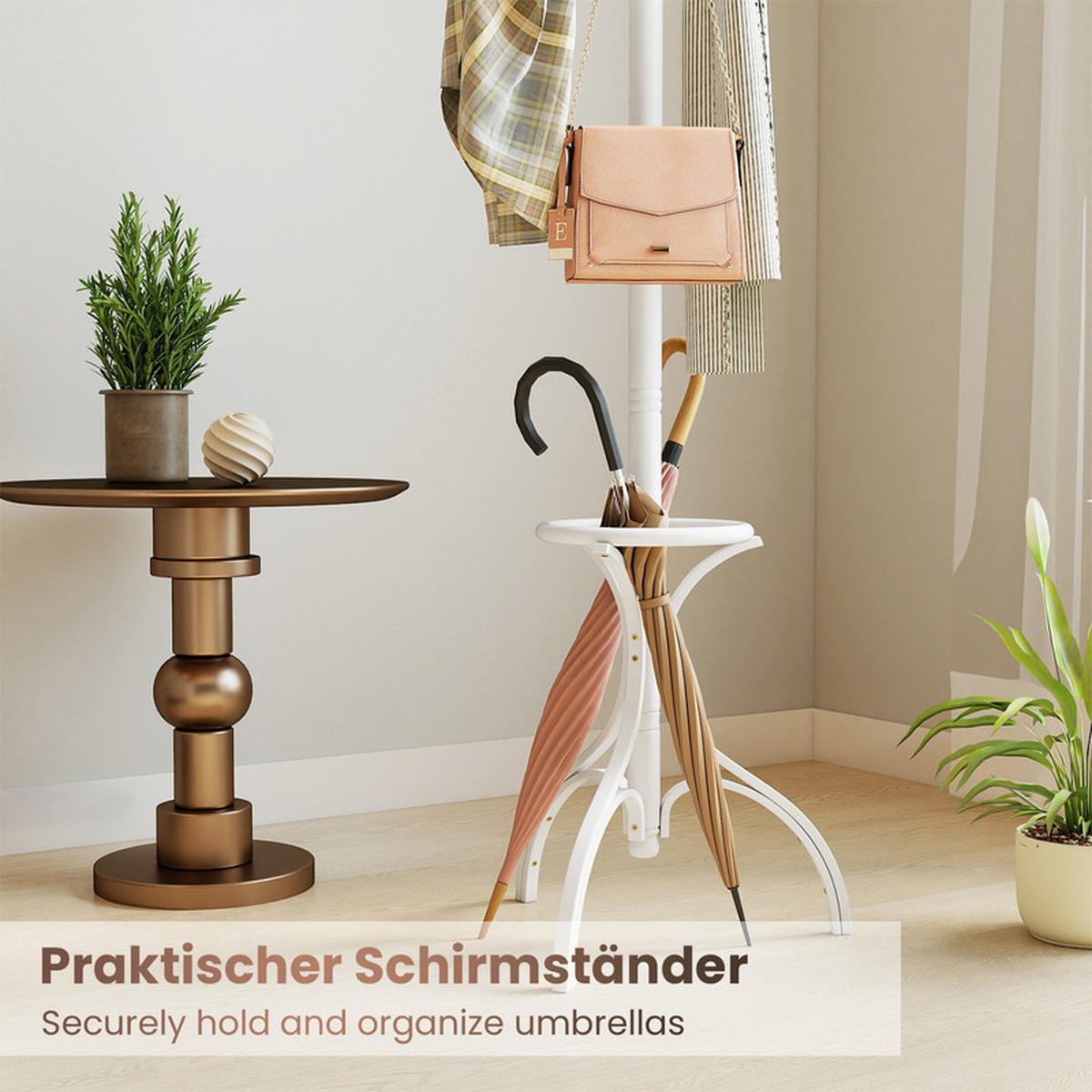 GARDEROBENSTÄNDER Holz weiß - Weiß, Holz (47/181/47cm) - COSTWAY
