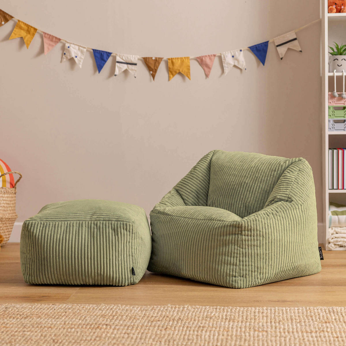 KINDERSITZSACK mit Hocker Natalia - Salbeigrün, Textil (55/44/55cm) - icon