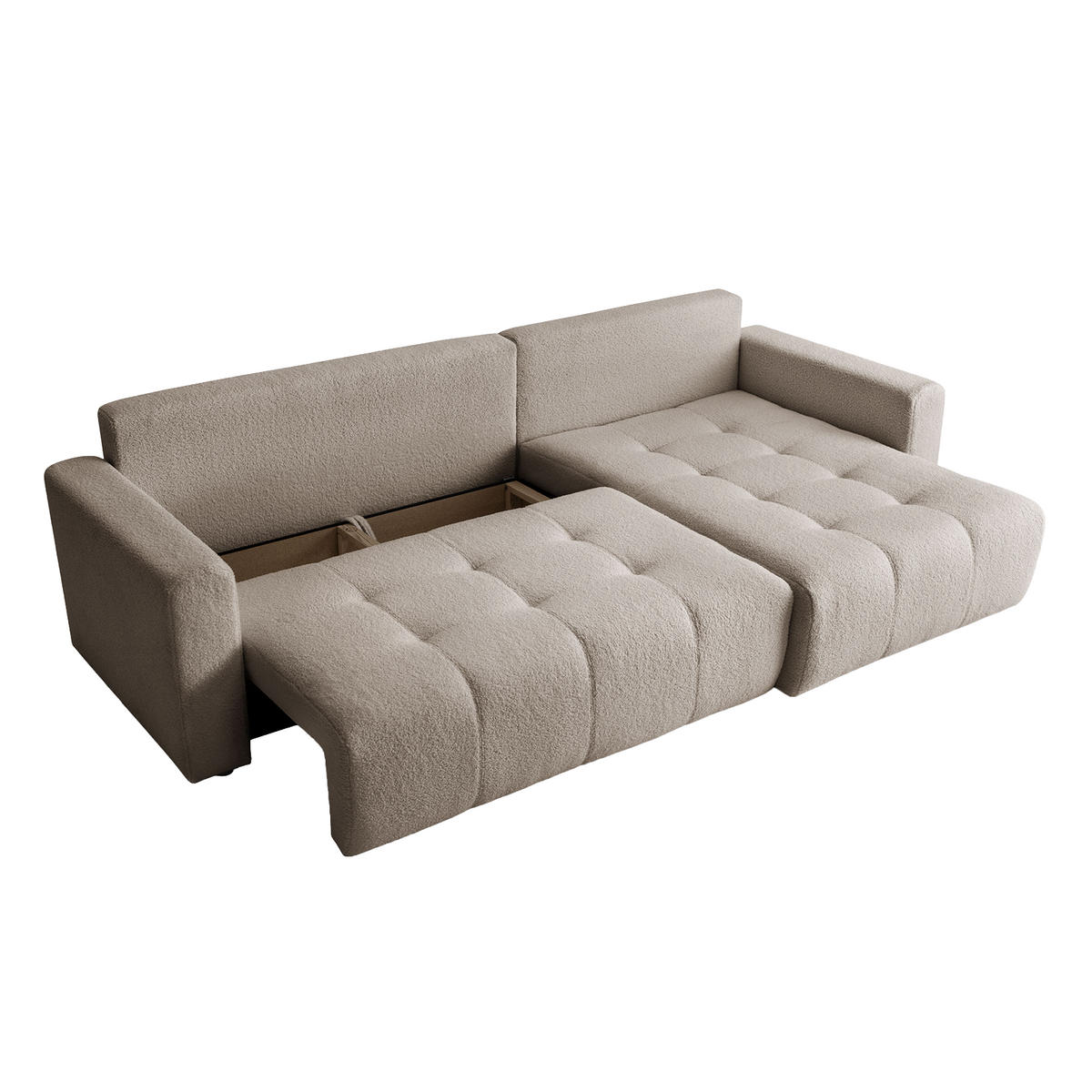 ECKSOFA WALONGO mit Schlaffunktion, Beige - Beige, Textil (261/143cm) - Fedve