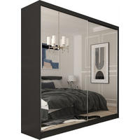 SCHWEBETÜRENSCHRANK Darix 200 cm mit Spiegel, 2-türig, schwarz - Schwarz, Kunststoff (200/216/61cm) - Margaret Hadas24
