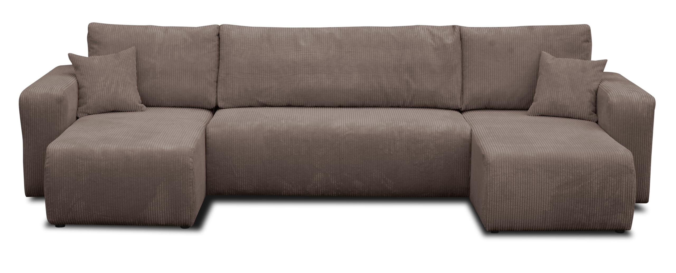 WOHNLANDSCHAFT LUNA U-FORM mit Schlaffunktion und Bettkasten (Braun) - Braun, Textil (312/83/142cm) - VENASI MÖBEL
