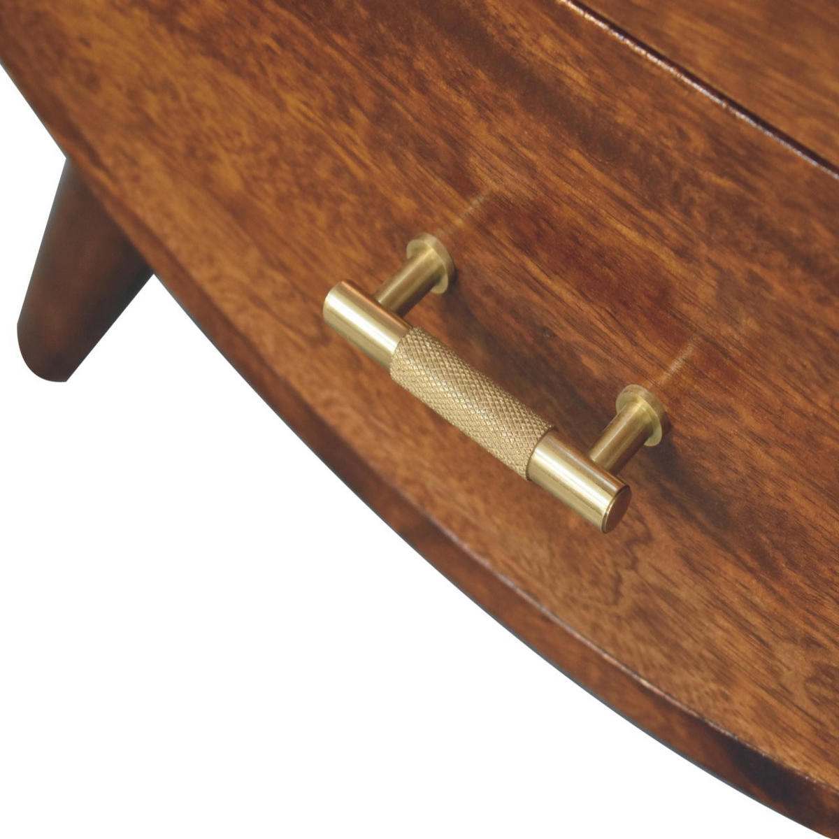 KOMMODE Agra, 3 Schubladen, Nordische Beine - Kastanienfarben/Messingfarben, Holz/Metall (70/73/35cm) - Artisan Furniture