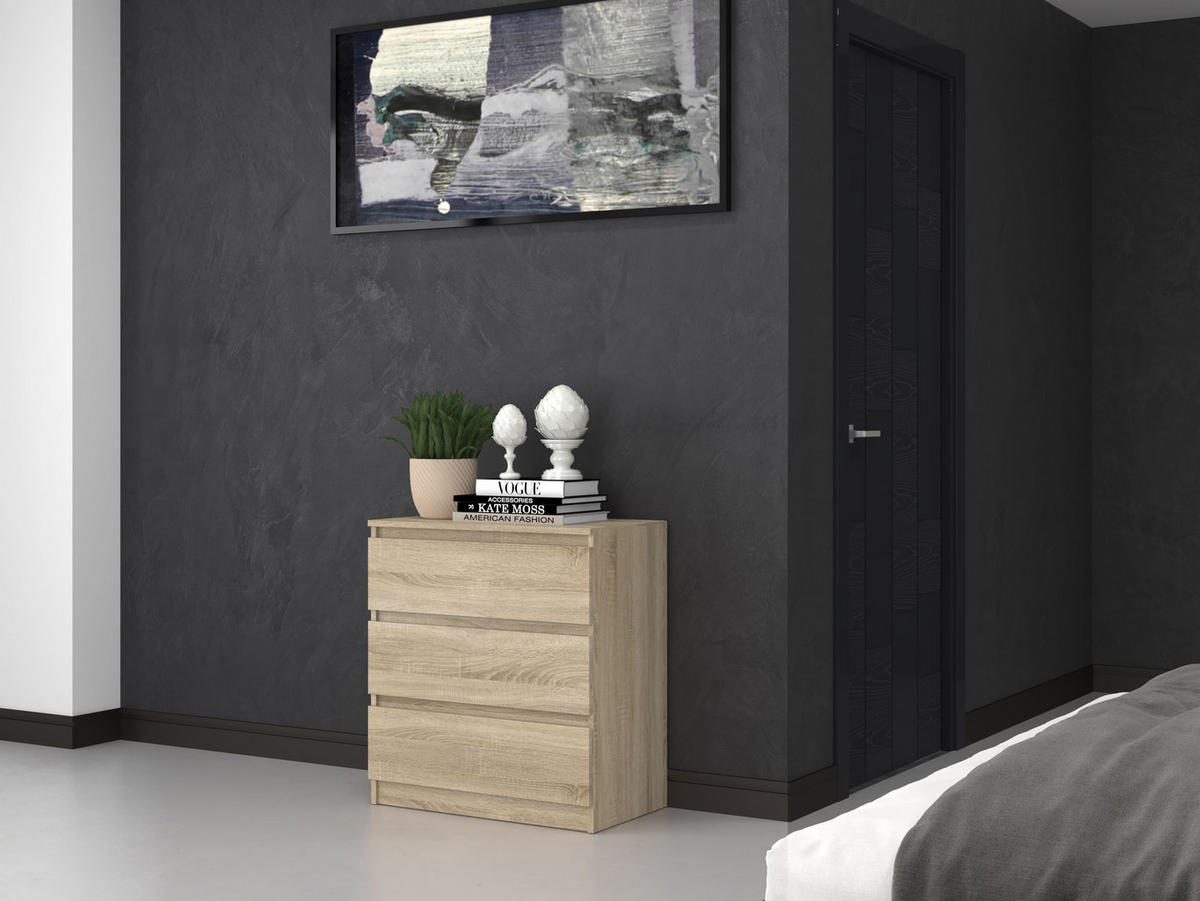 KOMMODE 3 SCHUBLADEN M3 - EICHE SONOMA - Sonoma Eiche, Holzwerkstoff (70/75/40cm) - CDF