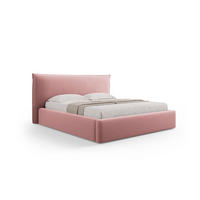 BETT mit Bettkasten und Kopfteil Kaelle aus Samt rosa 160x200cm - Pink, Textil (160/200cm) - Micadoni