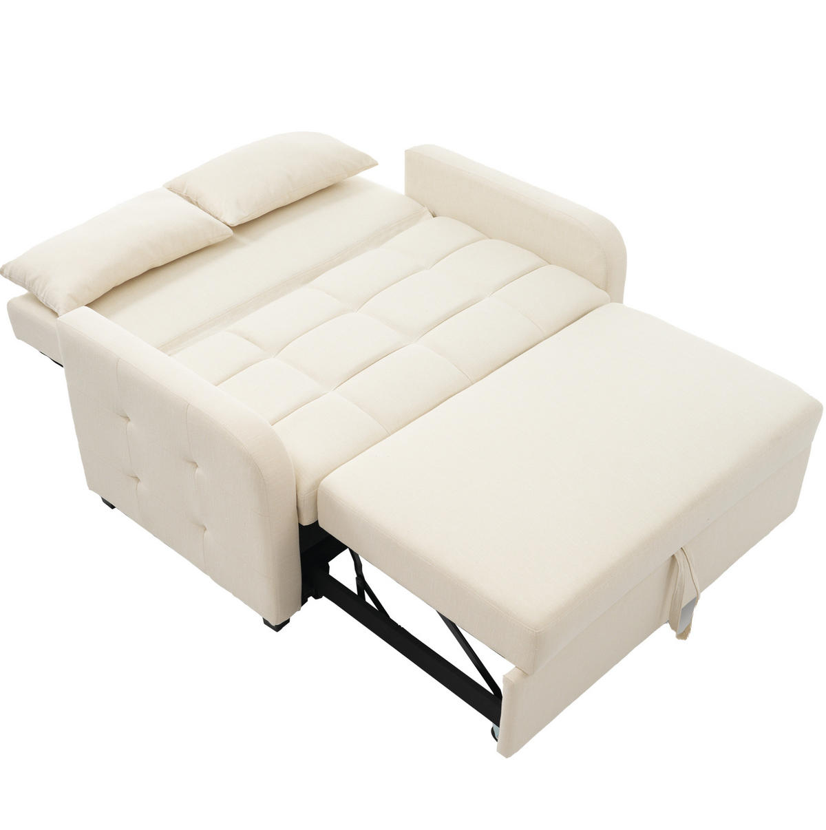 SCHLAFSOFA klappbar mit verstellbarer Rückenlehne 127 x 75 cm Beige - Beige, Metall (75/94/127cm) - Meubliv