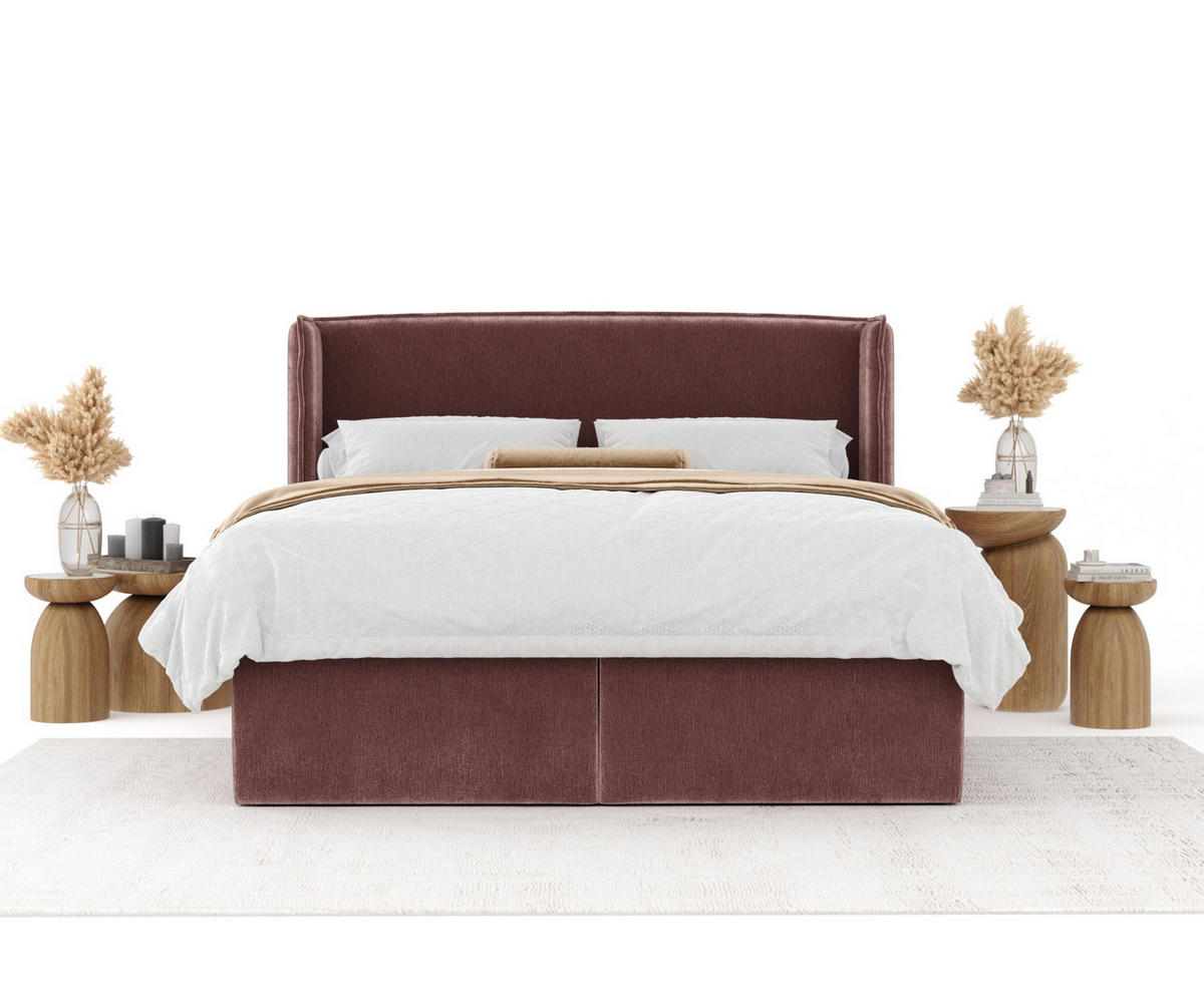 BOXBETT Skyline Rosa 200/200 cm mit Matratze und Topper - Pink/Schwarz, Holz/Holzwerkstoff (200/200cm) - Maison de Reve