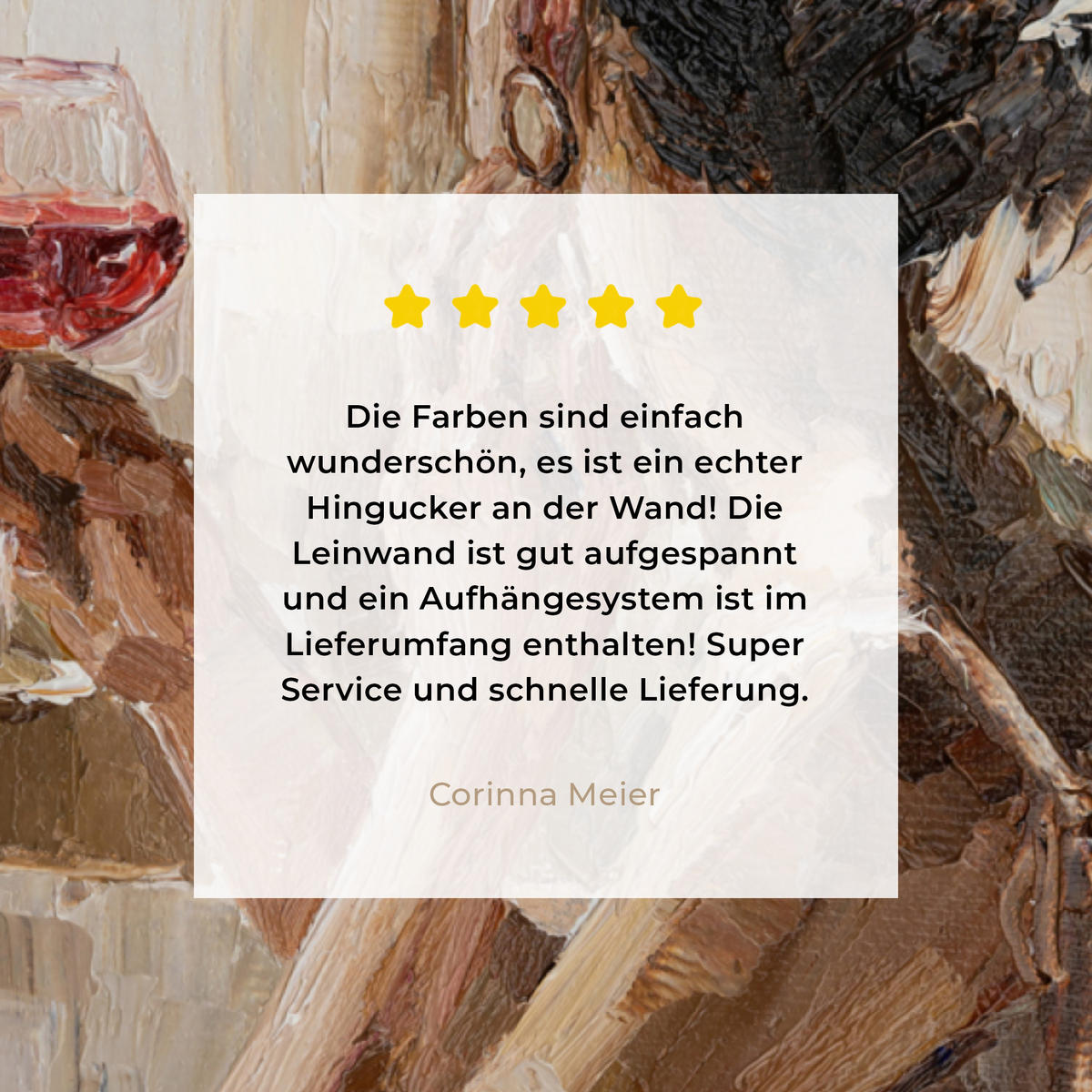LEINWANDBILD Ölgemälde - Frau - Wein Wandbilder 80x60 cm - Hellbraun, Textil (80/60cm) - MuchoWow