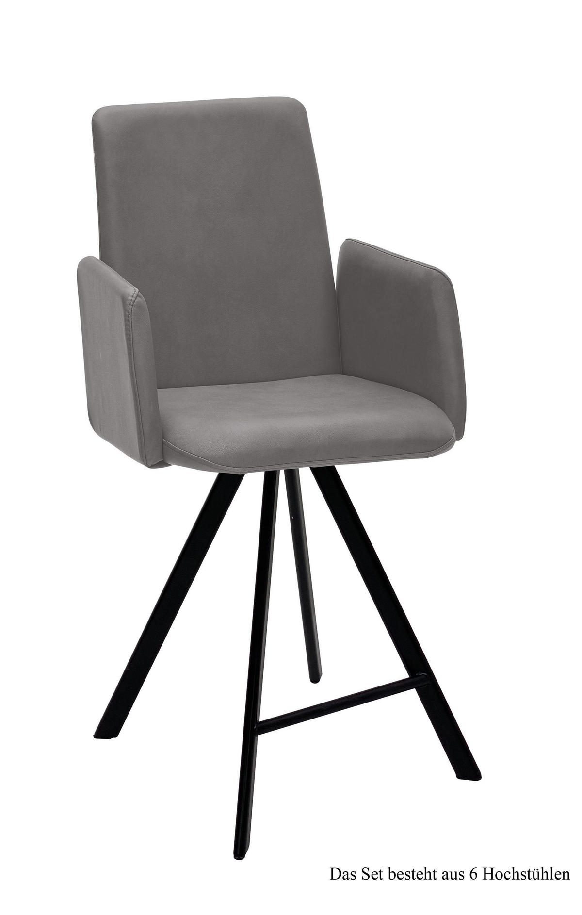 THEKENSTUHL drehbar (6er-Set) Desiree 52x109x60 Schwarz/Grau - Schwarz/Grau, Kunststoff (60/109/52cm) - 58aufmkessel