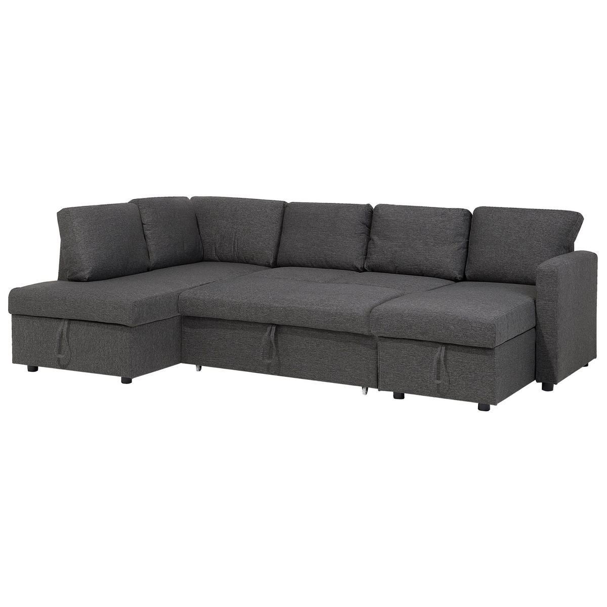 SCHLAFSOFA U-förmig Polsterbezug Dunkelgrau Karrabo - Dunkelgrau, Textil (285/90/185cm) - Beliani