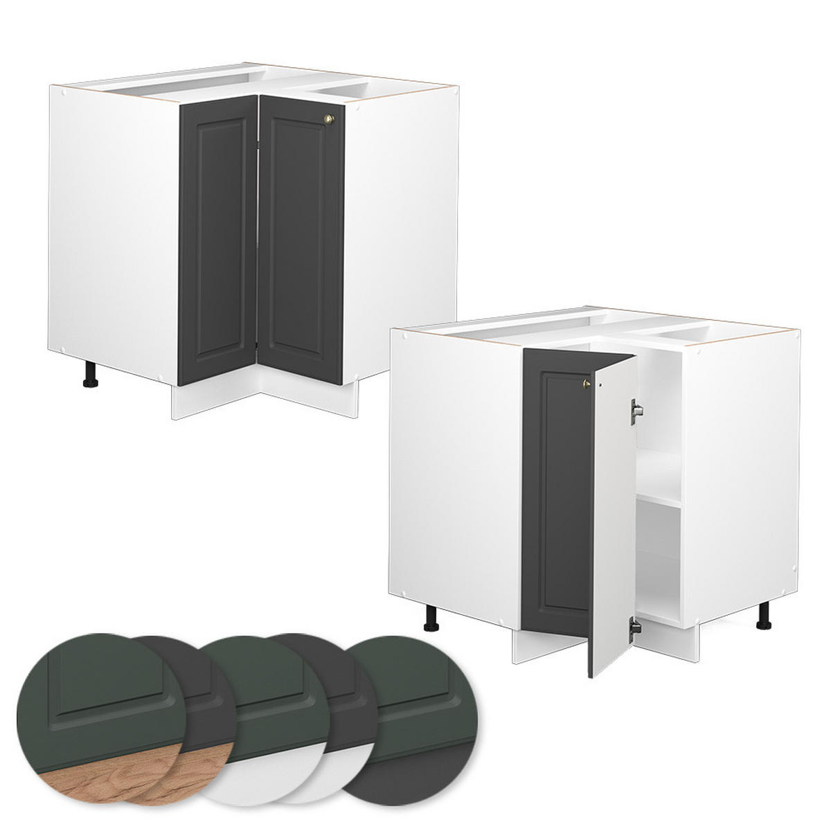 ECKUNTERSCHRANK Fame-Line Anthrazit-Gold 80.5 cm ohne AP - Anthrazit/Weiß, Holzwerkstoff (80.5/82/51.6cm) - Vicco
