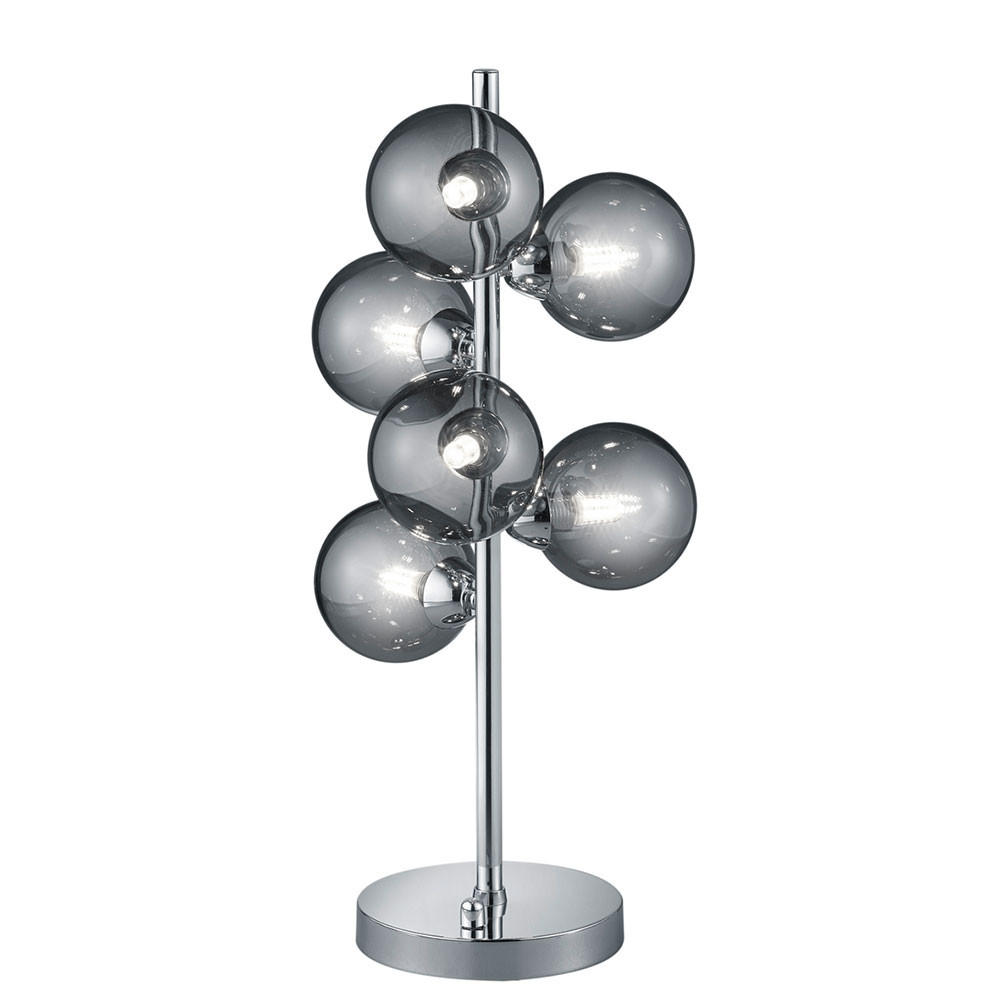 TISCHLEUCHTE Metall Glas Chrom rauch - Silberfarben, Glas (23/23/52cm)