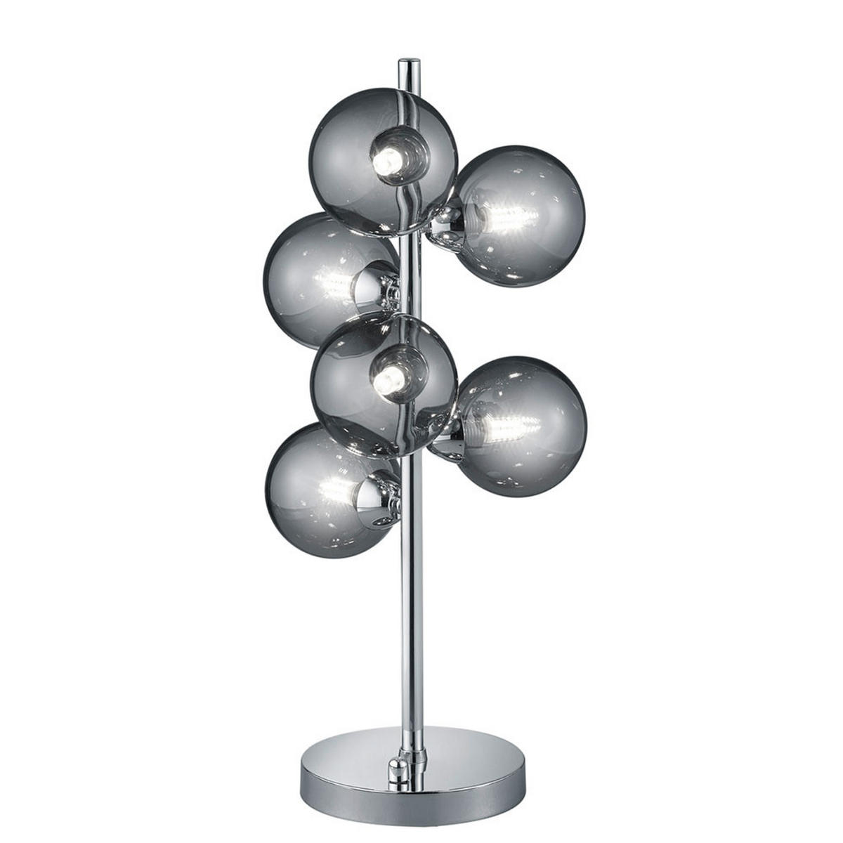 TISCHLEUCHTE Metall Glas Chrom rauch - Silberfarben, Glas (23/23/52cm)