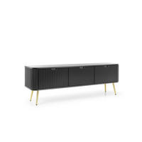 TV-LOWBOARD ZOVA Schwarz, Gold 168x39x57 cm - Goldfarben/Schwarz, Holzwerkstoff (168/57/39cm) - FURNLUX