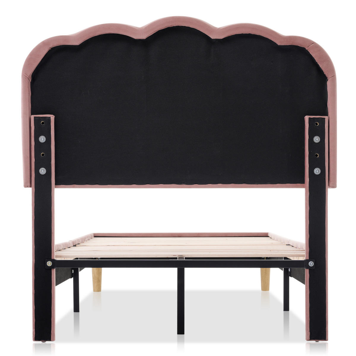 POLSTERBETT 90/190 cm mit LED-Kopfteil, verstellbarem Kopfteil und Lattenrost, Samt, Rosa - Rosa, Textil (90/90cm) - Redom