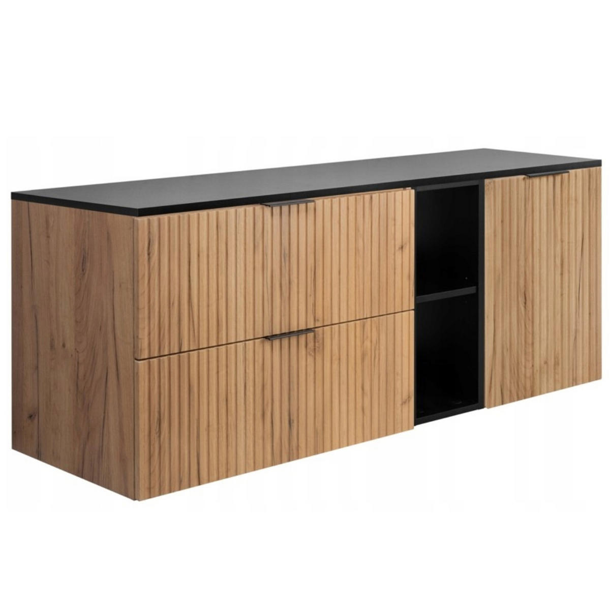 WASCHBECKUNTERSCHRANK FLOW mit Regal + Platte Eiche Craft 120/57/46 cm - Eichefarben, Holzwerkstoff (120/57/46cm) - Rodan