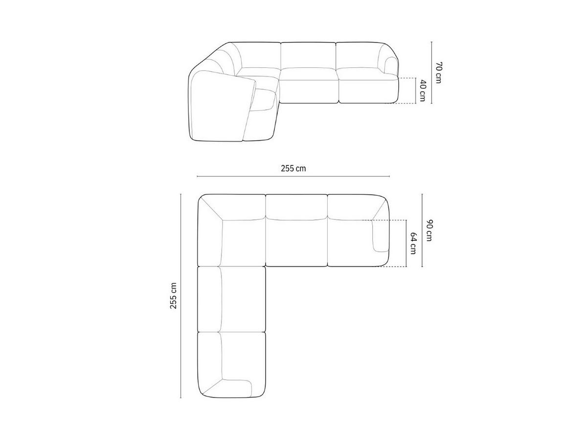 SYMMETRISCHES-MODULARES-ECKSOFA Campi aus strukturiertem Stoff hellgrau 6 Sitzplätze - Hellgrau, Textil (255/255cm) - Cosmopolitan Design