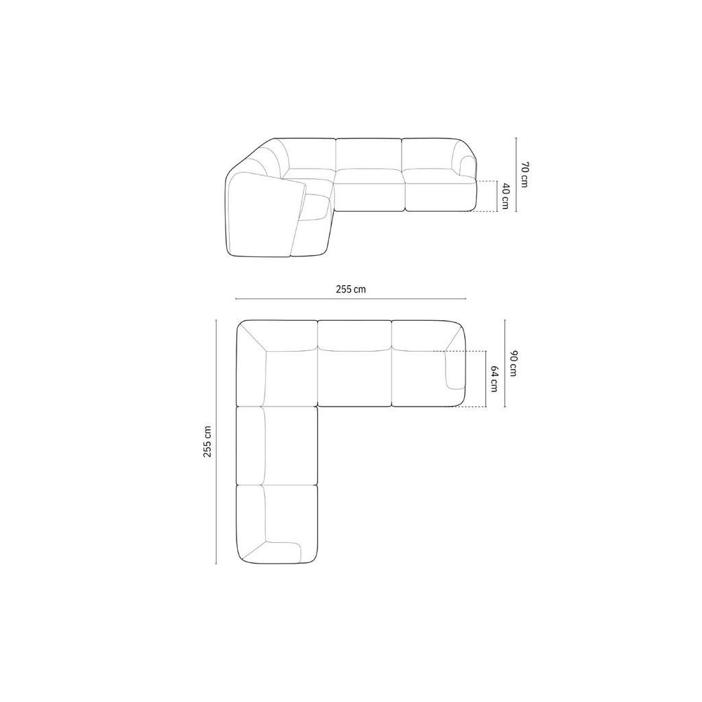 Thumbnail - Cosmopolitan Design Symmetrisches-Modulares-Ecksofa, Salbeigrün, Textil, 6-Sitzer, 255x255 cm, Wohnzimmer, Sofas & Couch...