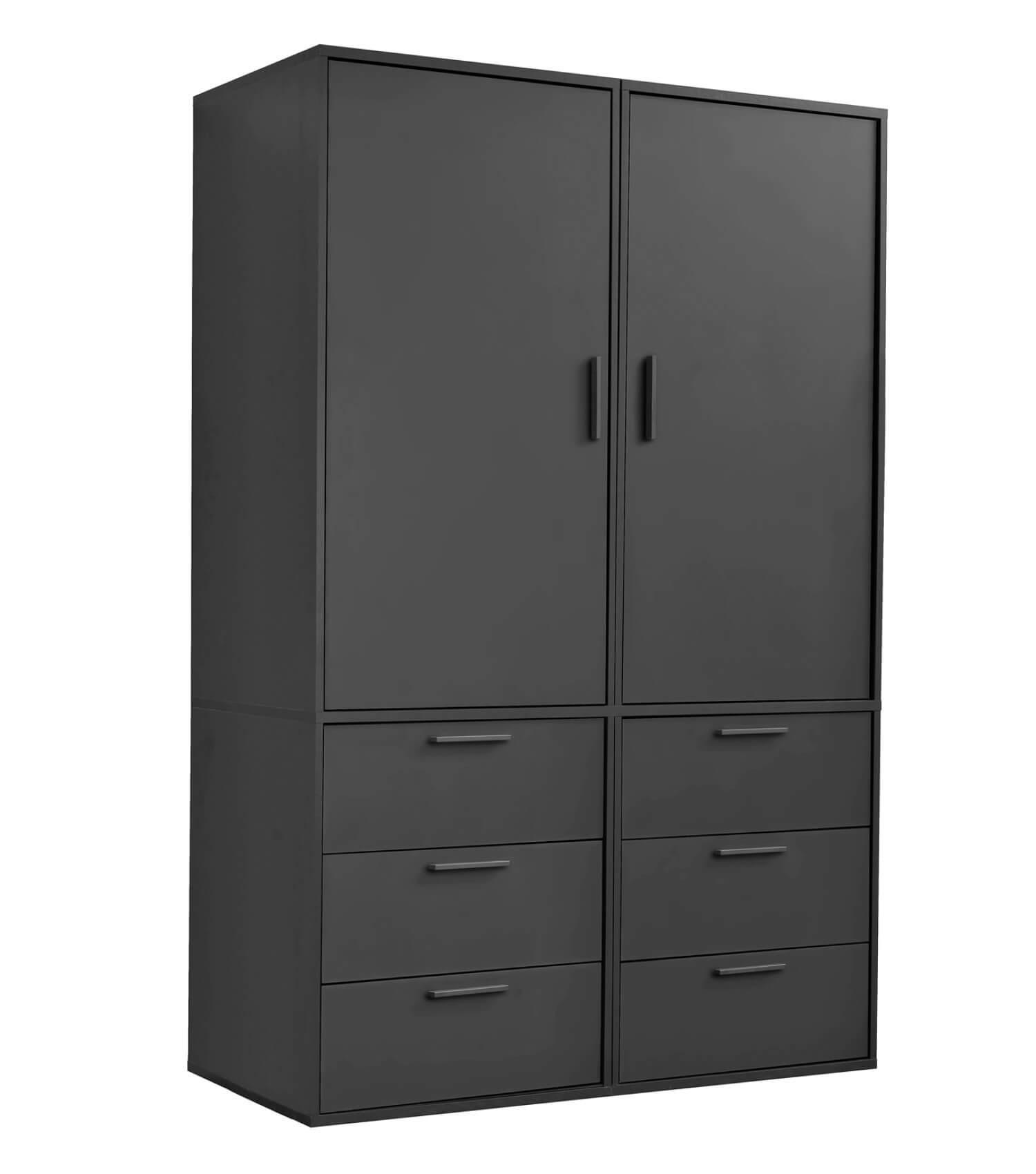 KLEIDERSCHRANK Der Grenzenlose - Anthrazit, Holzwerkstoff (120/187/58cm) - Mokebo