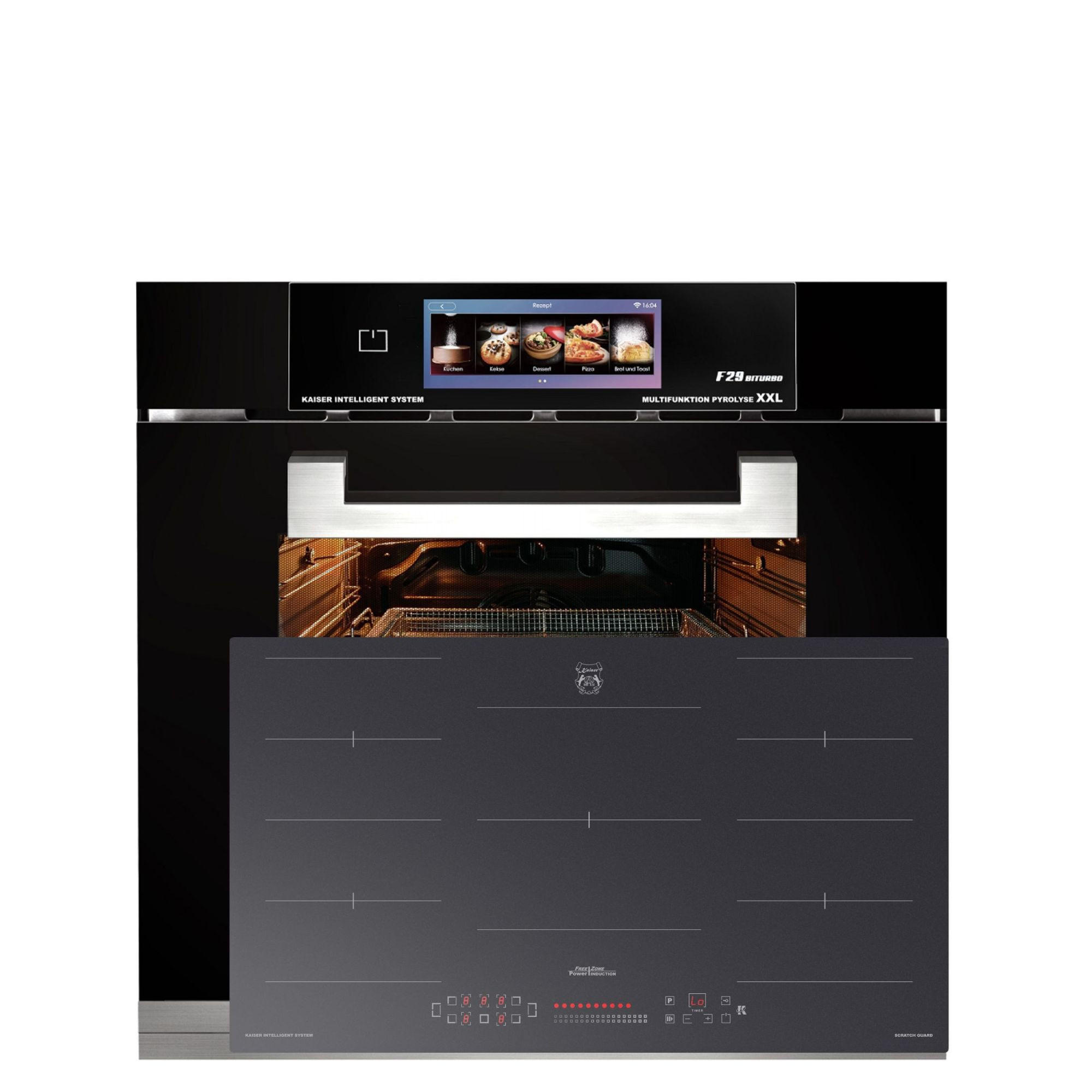 ELEKTRO-BACKOFEN 60 cm EH 6344 N + KCT 9110 FI Induktions Kochfeld 90 cm - Schwarz, Metall (59.4/59.4/57.5cm) - Kaiser Küchengeräte