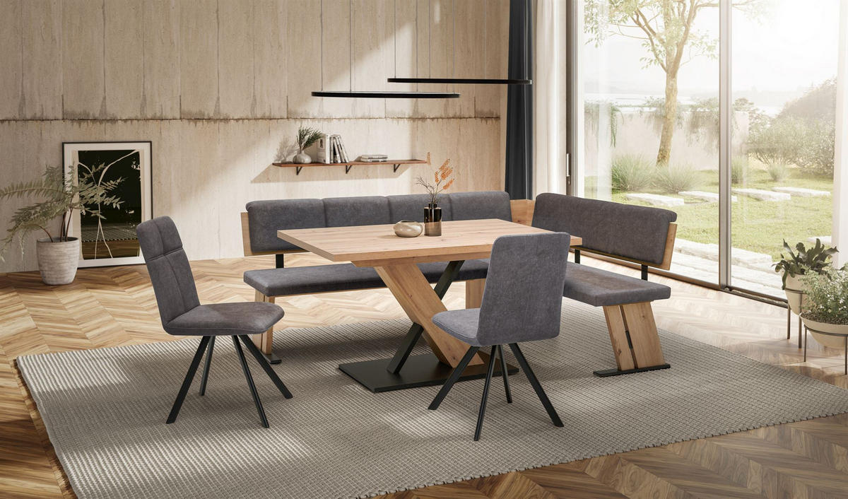 ECKBANKGRUPPE Modern Dolorita für 6 Personen Dekor Artisan Eiche/Grau - Eiche Artisan/Grau, Kunststoff (205/87/155cm) - 58aufmkessel