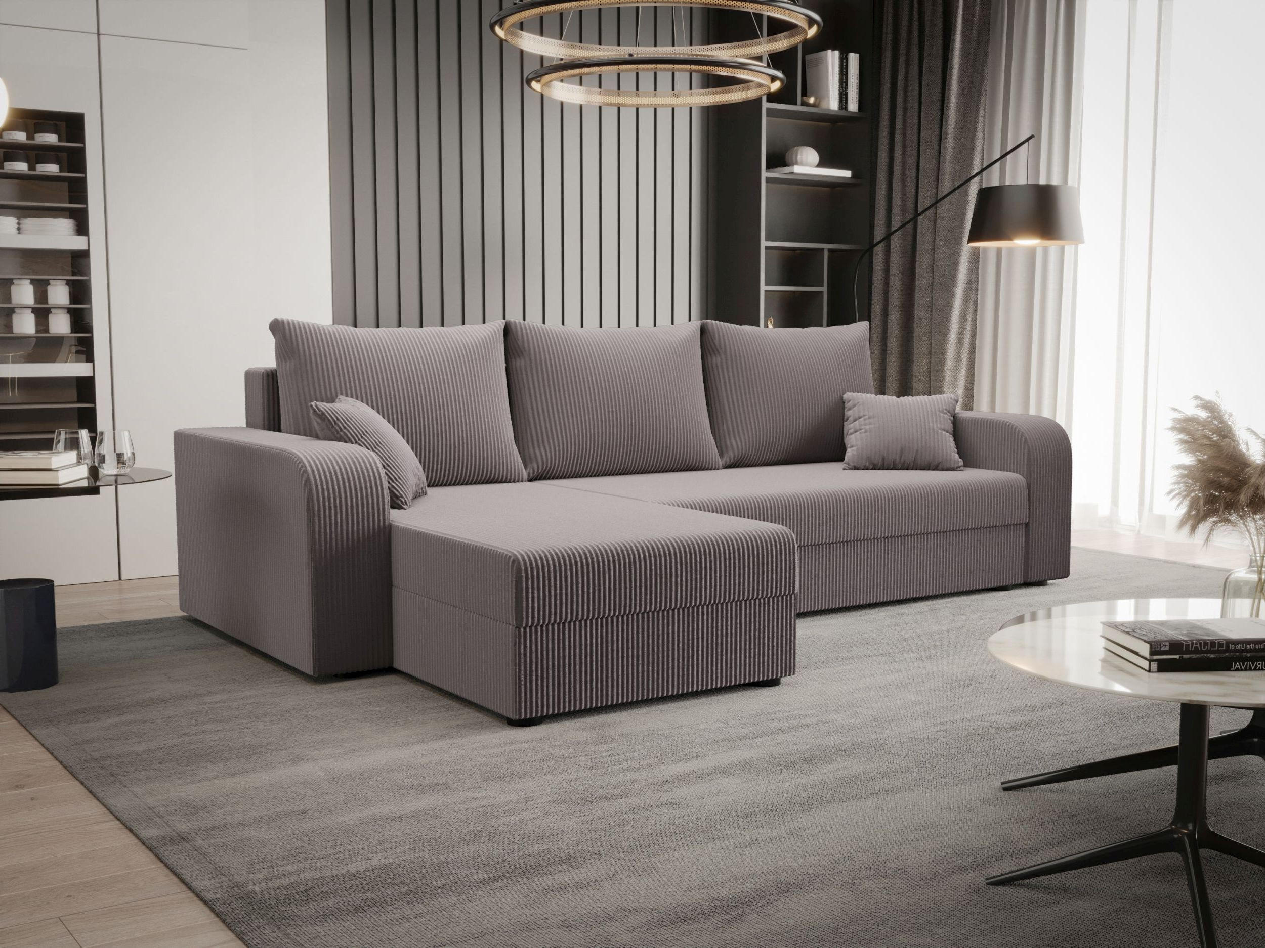 ECKSOFA HEWLET L BIS Zoom 19 Links mit Schlaffunktion - Grau, Textil (240/140cm) - Bedante