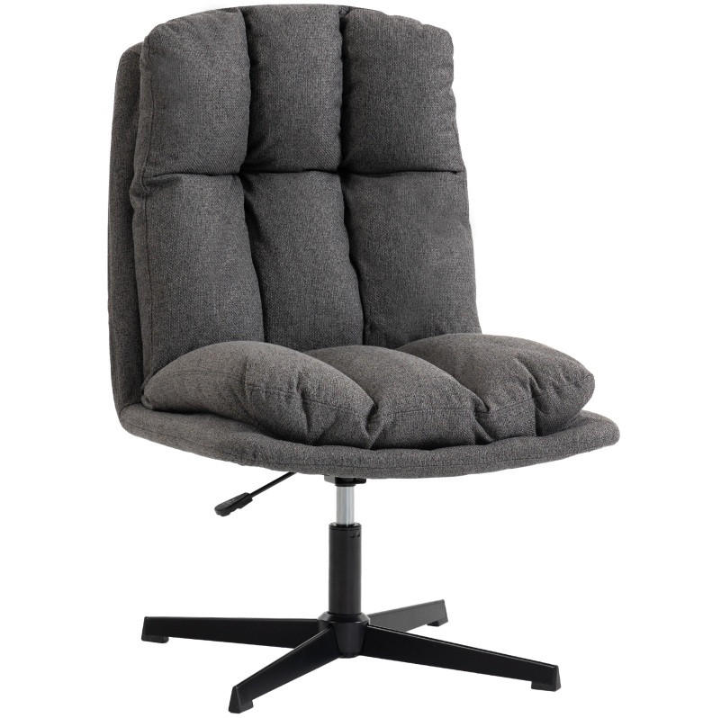 SESSEL 75/63/102 cm dunkelgrau aus Metall mit Leinenstoff und 360°-Drehung - Dunkelgrau, Metall (63/102/75cm) - OKWISH