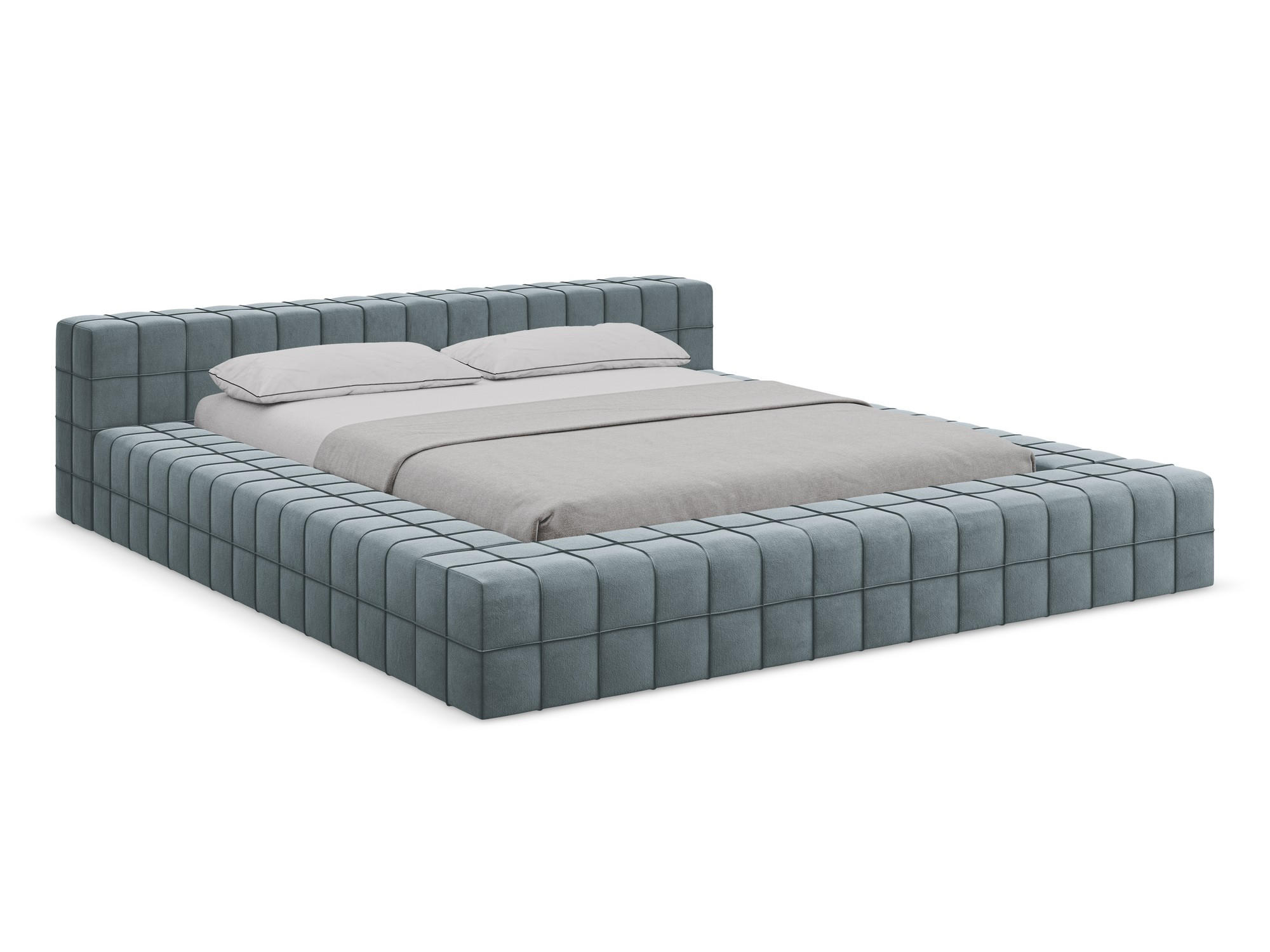 POLSTERBETT mit Lattenrost 220x260 Blau - Blau/Schwarz, Kunststoff/Textil (160/200cm) - Makamii