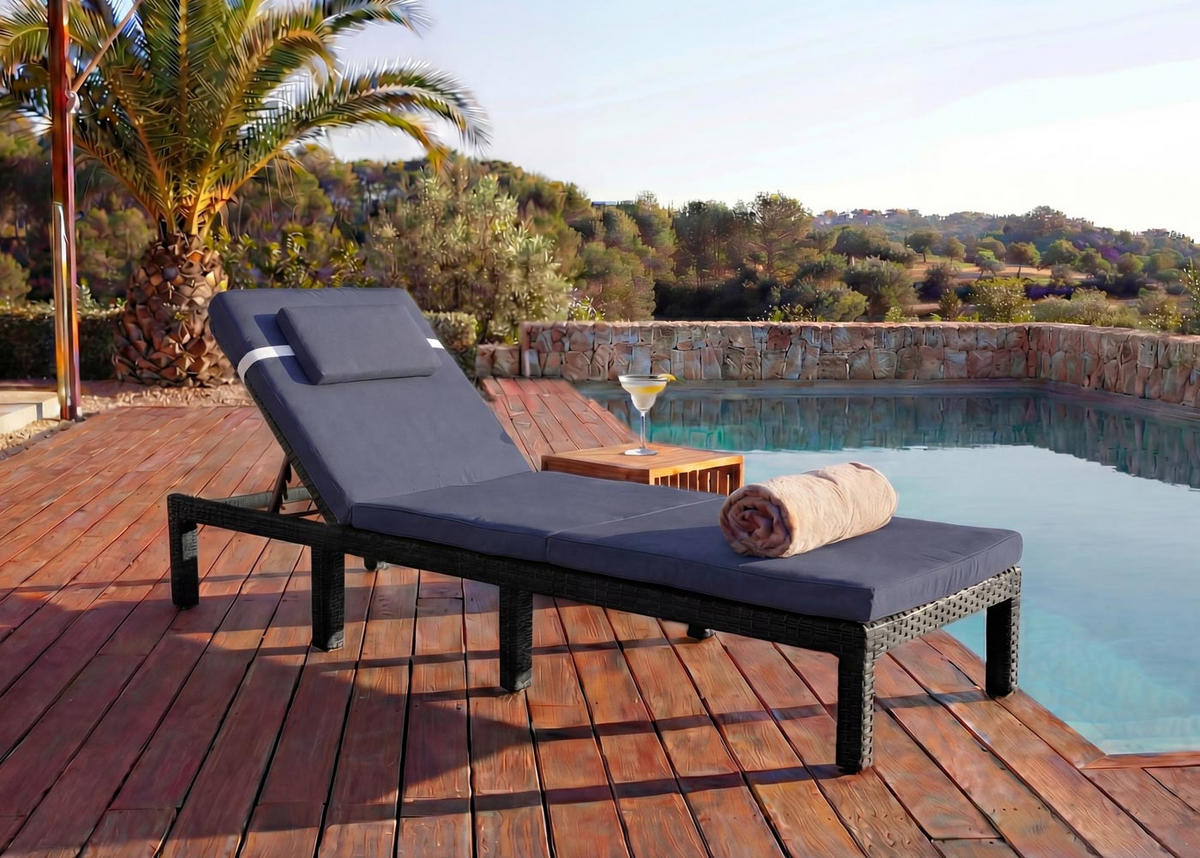 SONNENLIEGE Anthrazit, Grau - Anthrazit/Grau, Kunststoff (60/71/198cm) - MCW