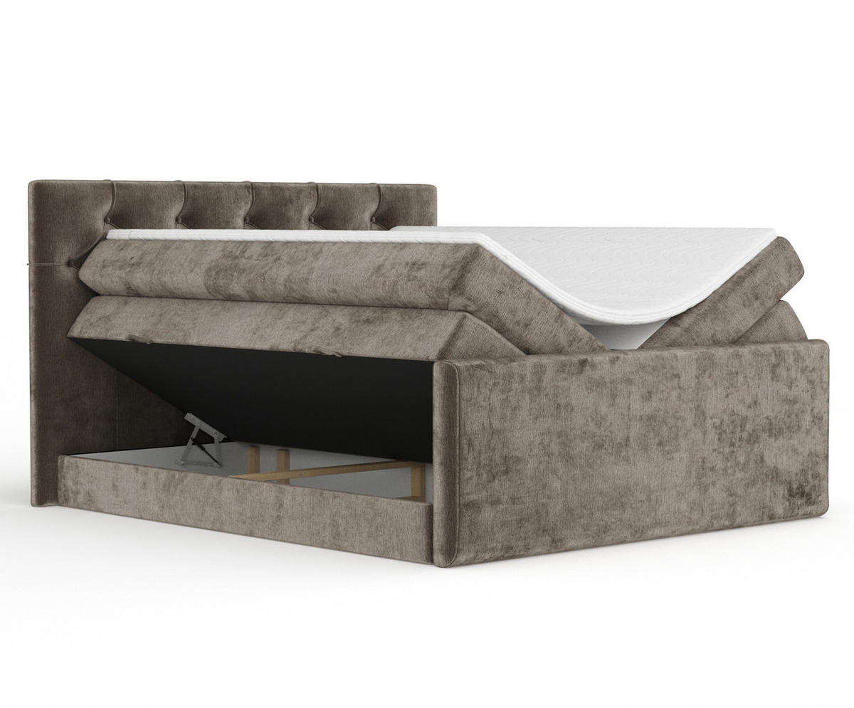 BOXSPRINGBETT Hugo Braun 140/200 cm - Schwarz/Braun, Holz/Holzwerkstoff (140/200cm) - Maison de Reve