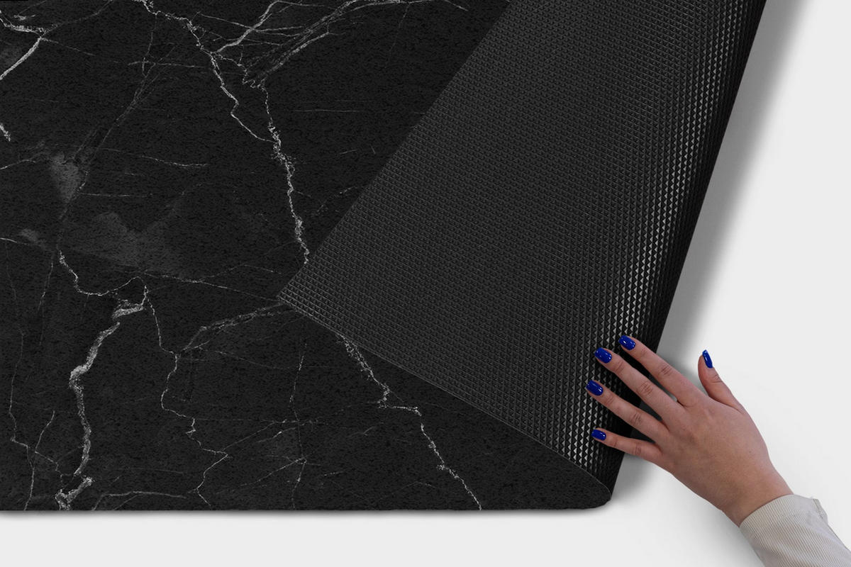 FUSSMATTE 150 x 100 cm Dunkler Marmor - Schwarz, Textil (150/100cm) - TULUP