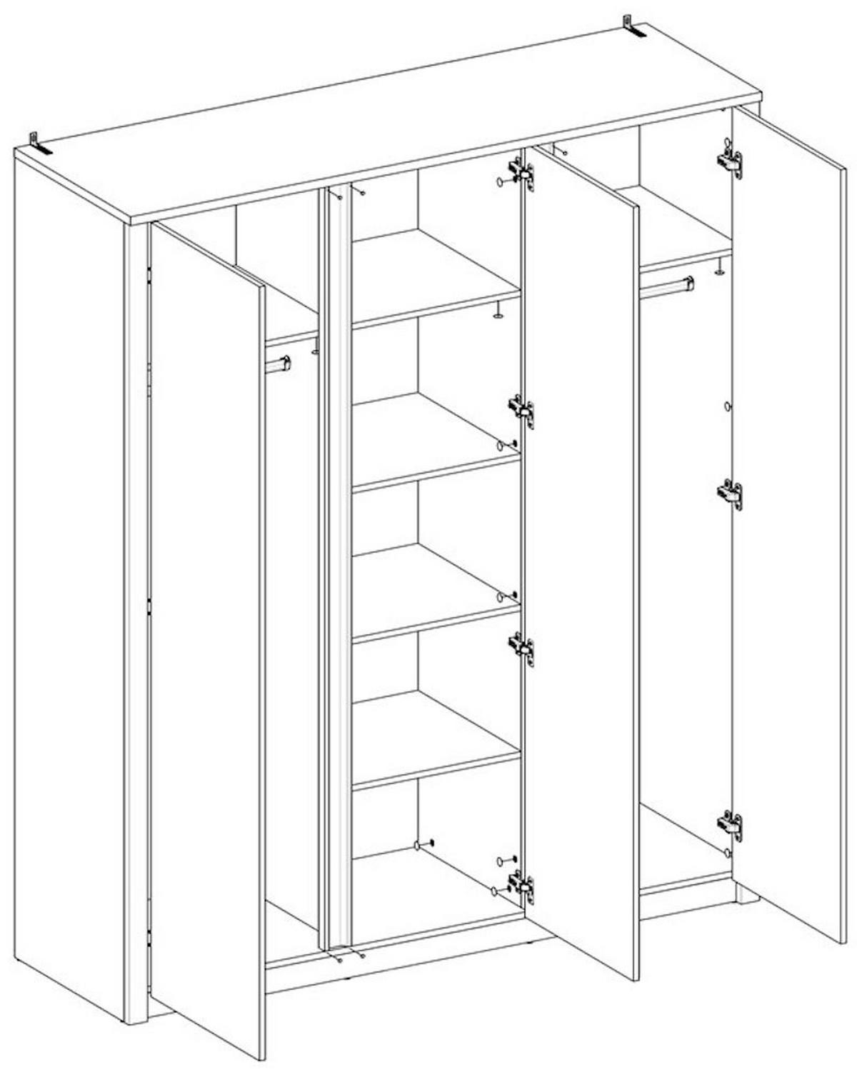 KLEIDERSCHRANK Montana Eiche Lefkas 166,3 / 53,3 / 196,6cm - Eichefarben, Holz/Holzwerkstoff (166.3/196.6/53.3cm) - Feldmann-Wohnen
