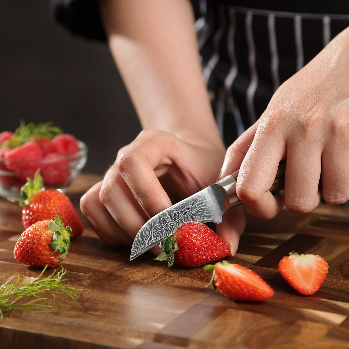 SCHÄLMESSER 6 cm - Braun, Holz/Metall (18cm) - Wakoli