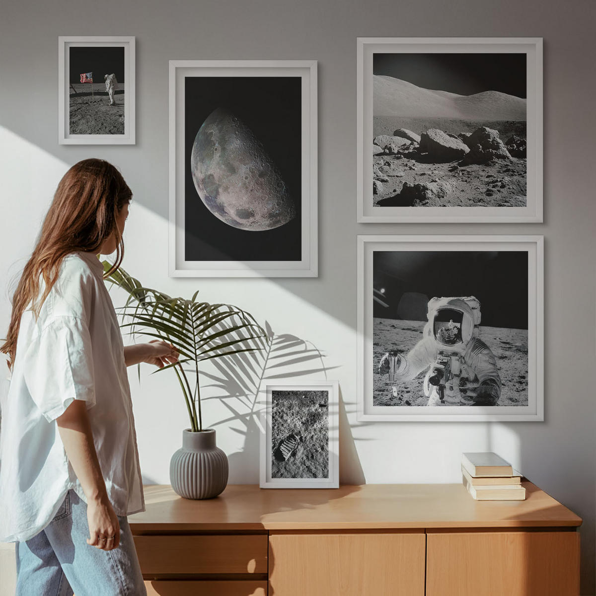 WANDBILDER 5er-Set - 50x50 cm & 20x30 cm & 40x60 cm Weißer Rahmen - Gemälde von Zitronenbäumen - Weiß, Kunststoff (40/60cm) - ArtPrintCave