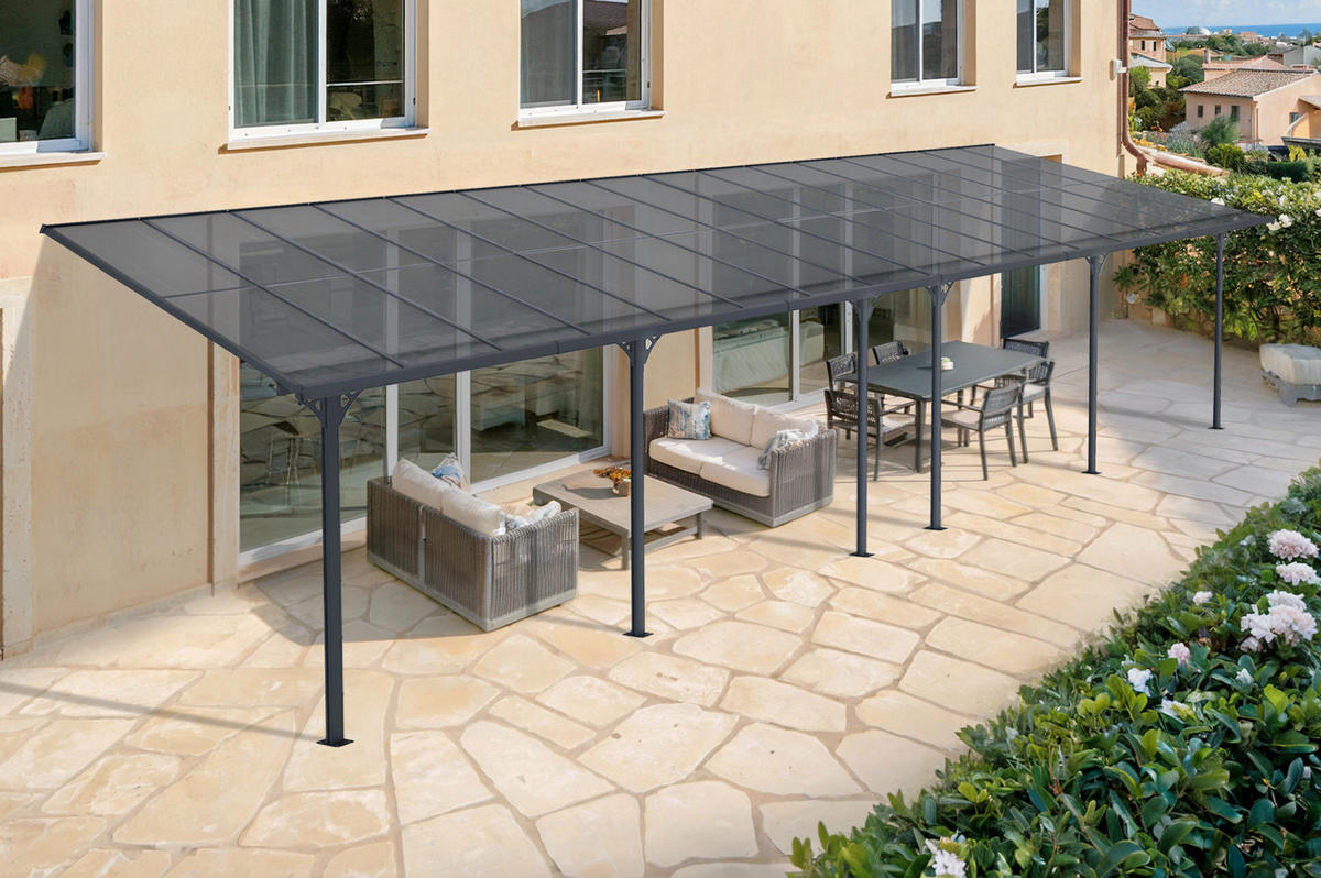 PERGOLA / CARPORT Kleo Grau 10m x 3m - Grau, Metall (990/270/300cm) - Cazeboo
