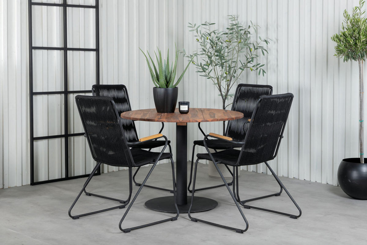GARTENSTUHL 2er Set Schwarz - Schwarz, Holzwerkstoff (57/86/59cm) - ebuy24