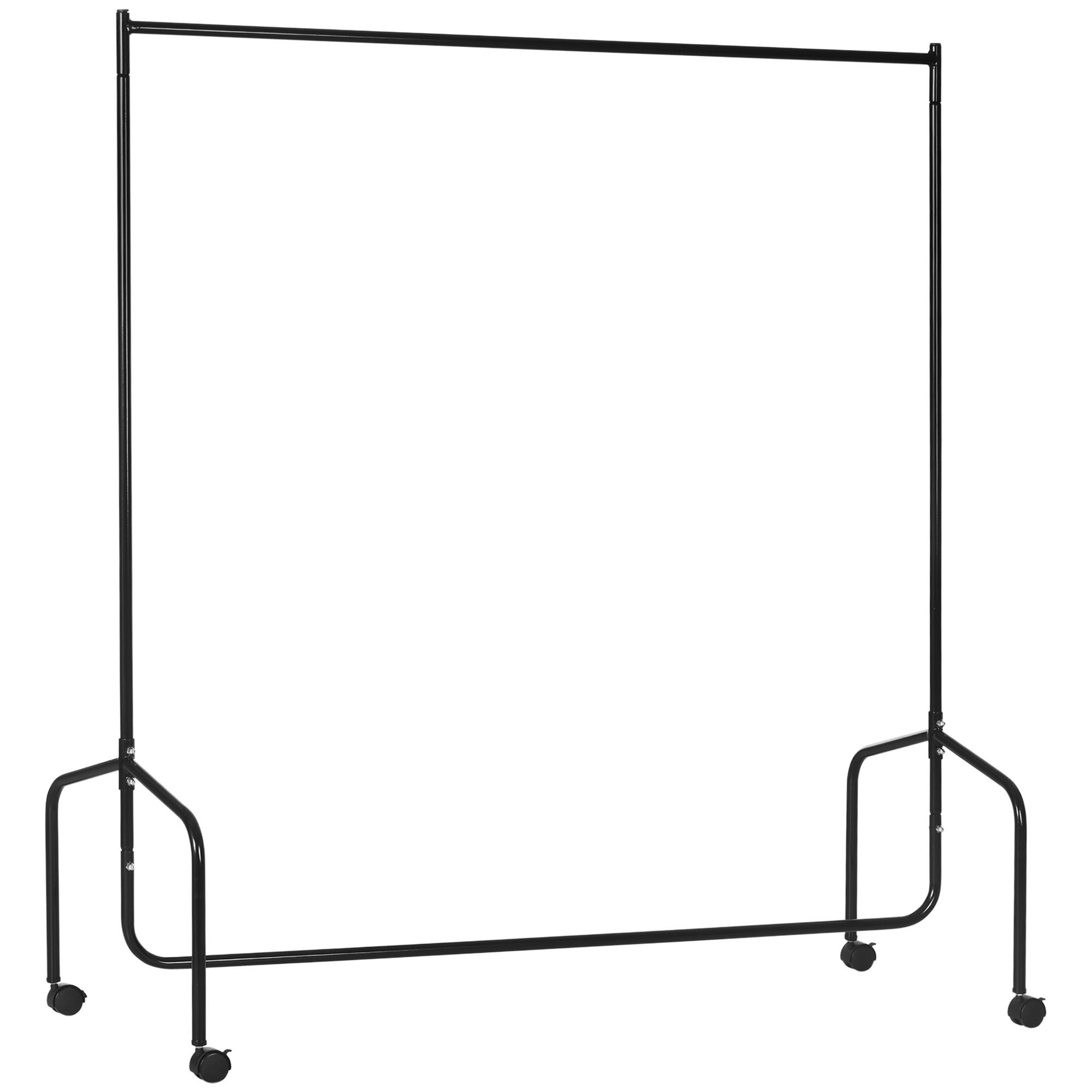 METALL Kleiderständer Kleiderwagen Rollgarderobe Garderobenständer schwarz - Schwarz, Metall (60/170/150cm) - HOMCOM