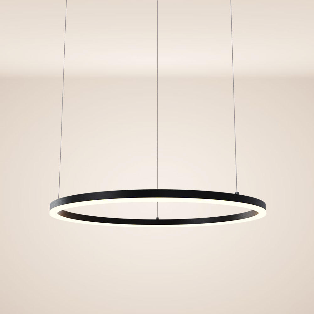 LED-HÄNGELEUCHTE Ring Direkt/Indirekt 5m Schwarz Ø 80cm - Schwarz, Metall (80/80/3.3cm) - s.luce