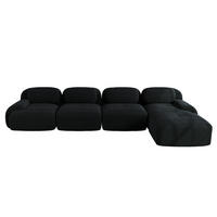 ECKSOFA 388/178/75 cm schwarz aus Cordstoff modular und montagefrei - Schwarz, Textil (178/388cm) - OKWISH