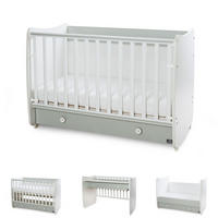 BABYBETT Dream NEW grün 140 x 70 cm, Schaukelbett, Schreibtisch, Schublade, Hubgitter - Grün, Holzwerkstoff (70/140cm) - Lorelli