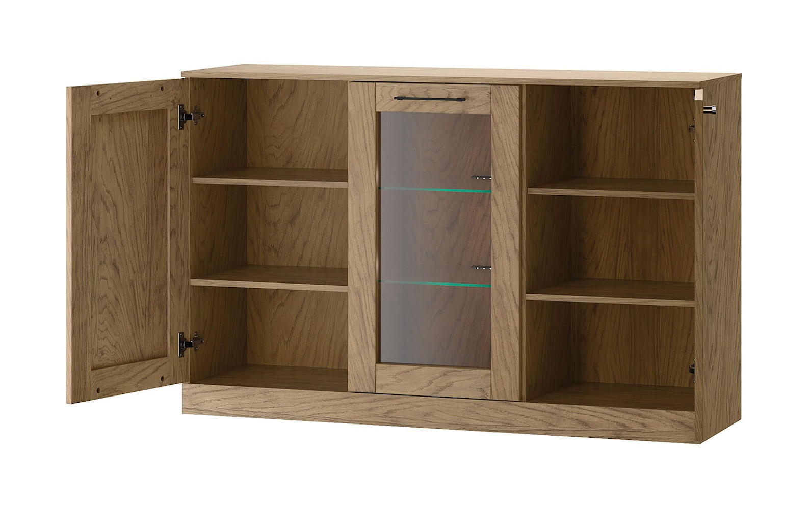 STANDVITRINE Cozy Eiche Rustikal 140 / 42 / 90cm - Eichefarben/Braun, Holz/Metall (140/90/42cm) - Feldmann-Wohnen