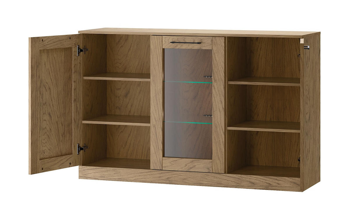 STANDVITRINE Cozy Eiche Rustikal 140 / 42 / 90cm - Eichefarben/Braun, Holz/Metall (140/90/42cm) - Feldmann-Wohnen