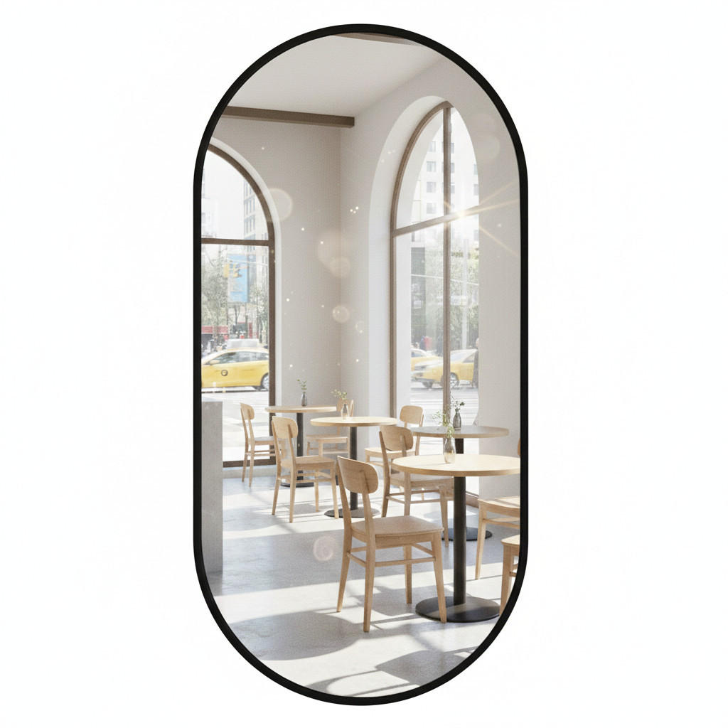 WANDSPIEGEL - Schwarz, Glas/Metall (50/100/2.8cm) - Mat-Haus