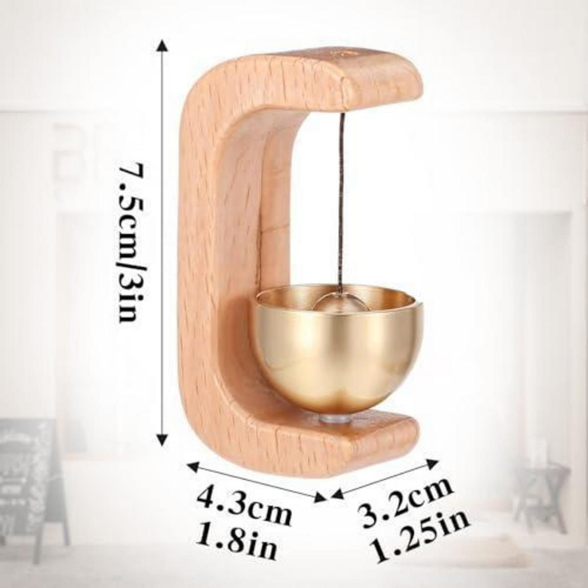 TÜRKLINGELDEKORATION Holz Windspiel magnetisch ohne Bohren - Goldfarben, Holz (4/2.5/7.5cm)