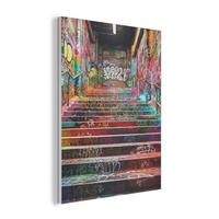 AKUSTIKPANEEL Treppe - Graffiti - Farben - Kunst 70x100 cm - Multicolor, Textil (70/0.9/100cm) - MuchoWow