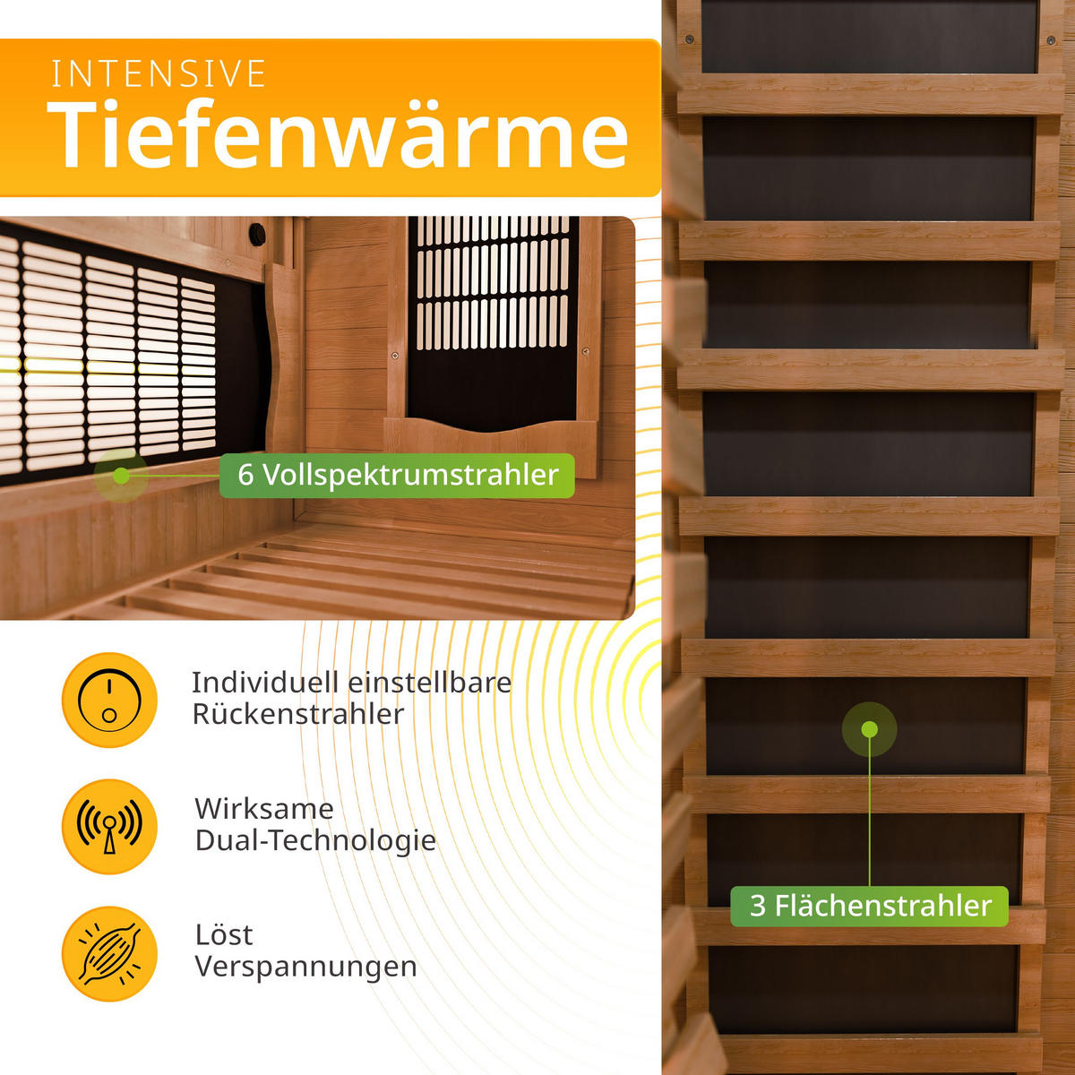 INFRAROTKABINE Kiruna160 mit Dual Technologie - Naturfarben, Holz (160/190/105cm) - Artsauna