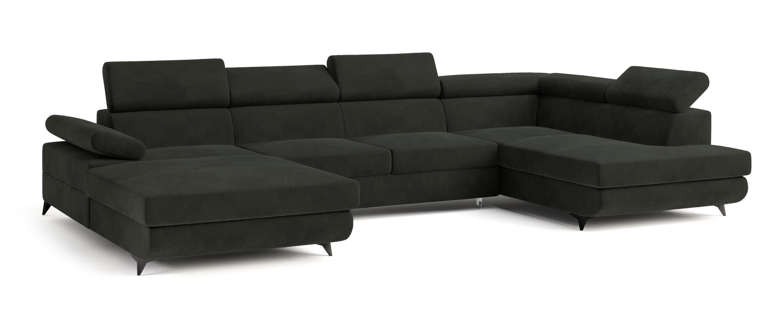 ROHOVÁ SEDAČKA RUBANO černá - černá, kov/dřevo (339/190cm) - MASSENO