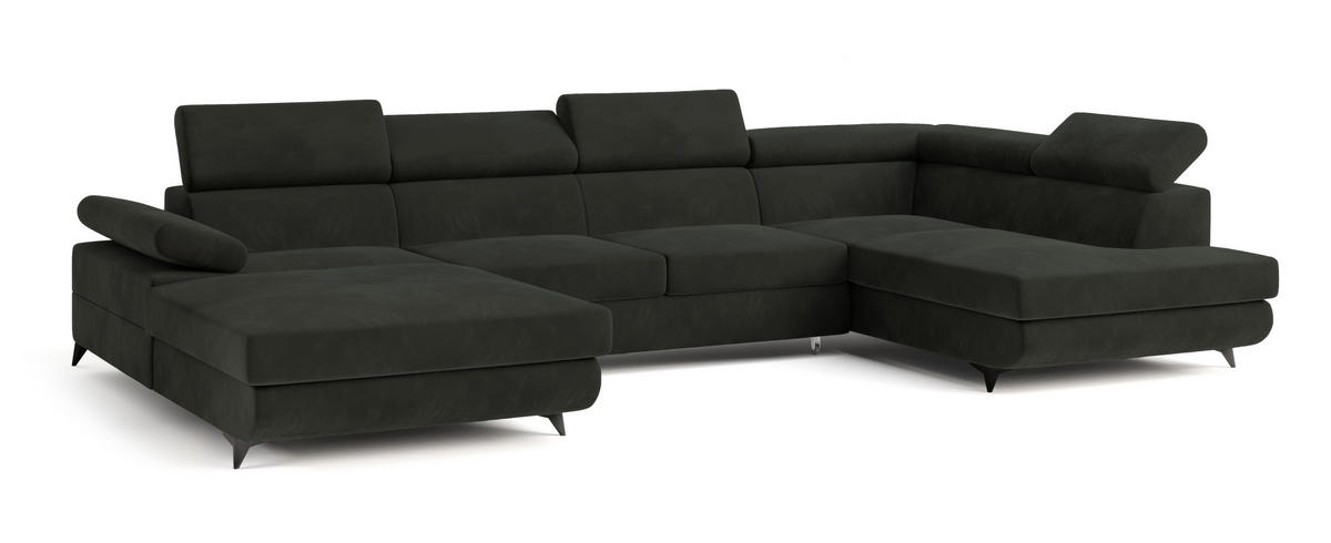 ROHOVÁ SEDAČKA RUBANO černá - černá, kov/dřevo (339/190cm) - MASSENO