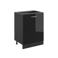 KÜCHENUNTERSCHRANK R-Line, Schwarz Hochglanz/Anthrazit, 60 cm mit 1 Tür ohne Arbeitsplatte - Schwarz Hochglanz/Anthrazit, Holzwerkstoff (60/81.6/46cm) - Vicco
