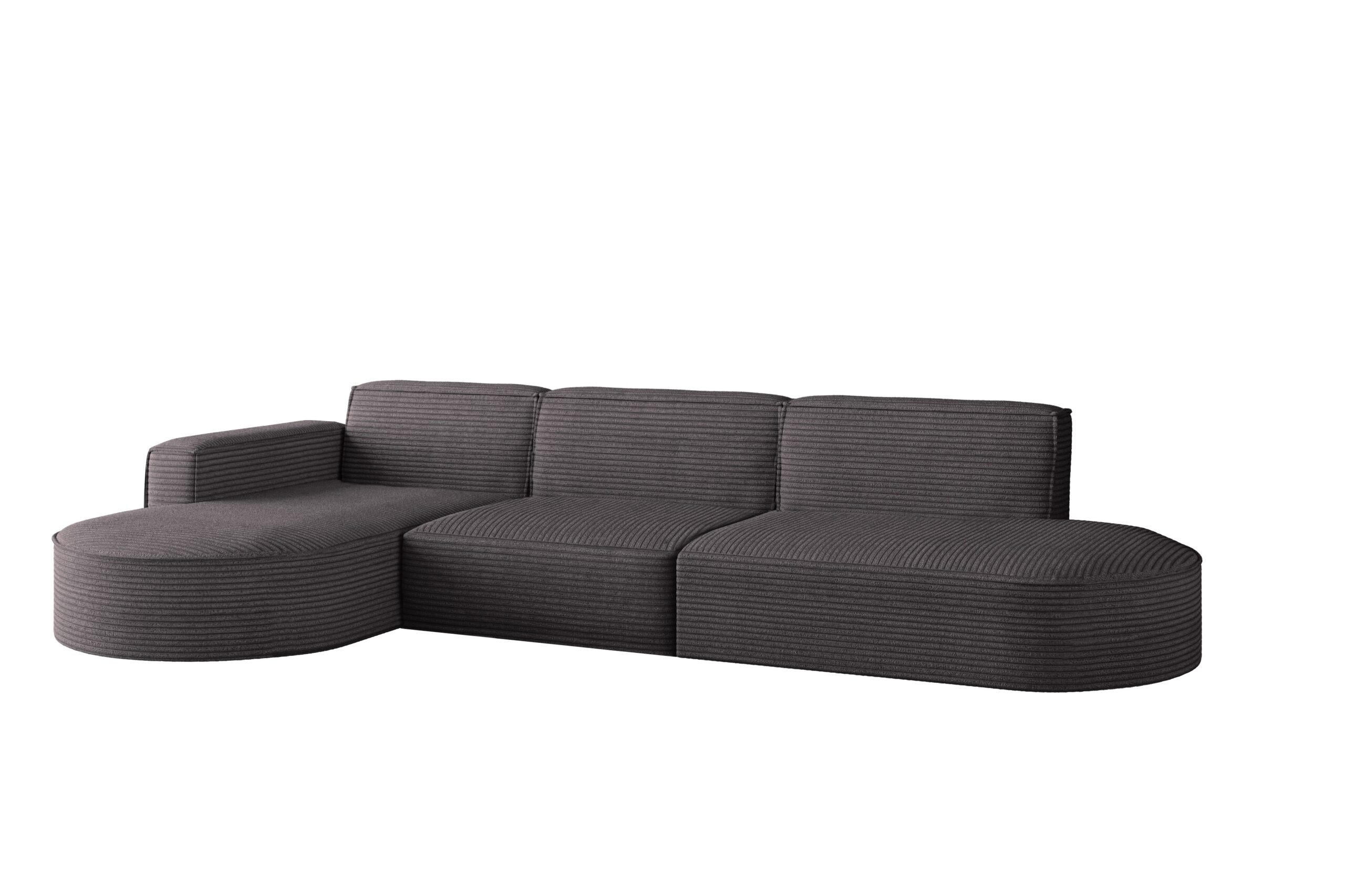 Kaiser Möbel ROHOVÁ SEDAČKA designová ve tvaru L MODENA 302 cm tkanina Poso Tmavě šedá Levá strana