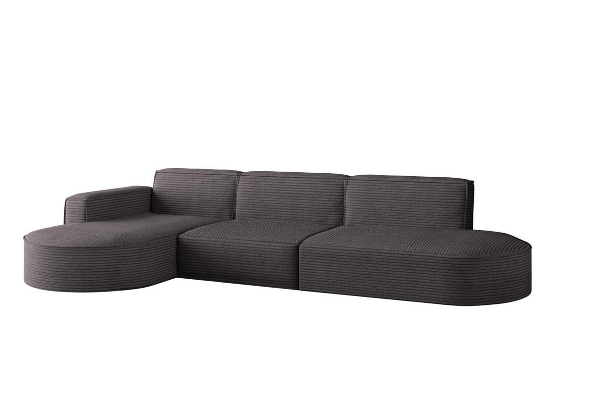 ECKSOFA Designer, Sofa L form MODENA 302 cm stoff Poso Dunkelgrau Links - Dunkelgrau, Holz (302/296cm) - Kaiser Möbel